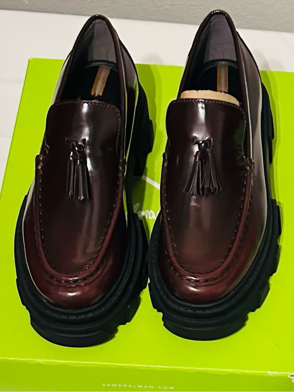 Sam Edelman Women’s Tassel Loafers in Burgundy Patent